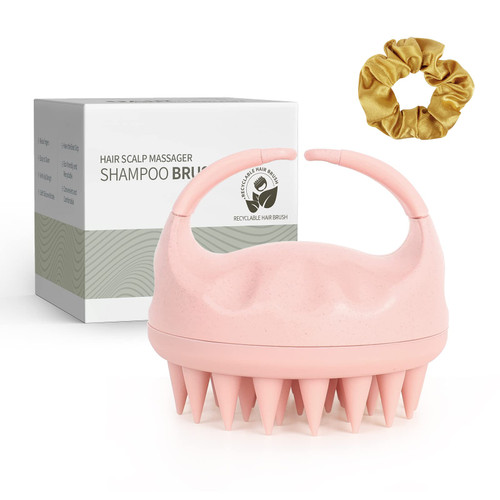 Scalp Massager Shampoo Brush, Scalp Scrubber with Soft Silicone Bristles, Scalp Exfoliator for Dandruff Removal, Scalp Massager for Hair Growth, Wet Dry Hair Brush for Scalp Care, Pink Scalp Massager Shampoo Brush, Scalp Scrubber with Soft Silicone Bristles, Scalp Exfoliator for Dandruff Removal, Scalp Massager for Hair Growth, Wet Dry Hair Brush for Scalp Care, Pink