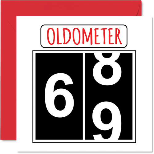 Fun 69th Birthday Cards for Men Woman - Oldometer - Happy Birthday Card for Dad Mom Grandpa Nanny Grandma Gran Uncle Aunt Cousin, 5.7 x 5.7 Inch Greeting Cards, 69th Birthday Card