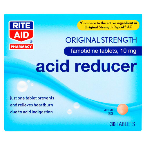 Acid Reducer, Original Strength Famotidine Tablets, 10 mg - 30 Count Total | Heartburn Relief | Acid Reflux | Antacid Chews & Tablets, Heartburn Chews & Tablets