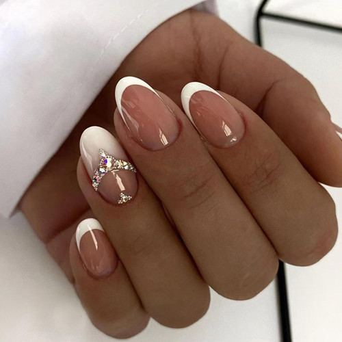 French Tip Press On Nails - 24 Press On Nails Almond, Luxury Gel Acrylic False Nail Press On Nails with Nail Glue, Reusable Fake Nails Kit (Almond French) French Tip Press On Nails - 24 Press On Nails Almond, Luxury Gel Acrylic False Nail Press On Nails with Nail Glue, Reusable Fake Nails Kit (Almond French)