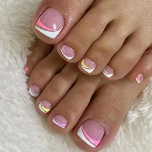 24Pcs Slanted French Toe Nail Press ons?Pink Press on Toenails for Women Short Square Fake Toenails with Rainbow Design Fake Toe Nails Acrylic Nails Summer Manicure Glossy Toenail Press on Nails 24Pcs Slanted French Toe Nail Press ons?Pink Press on Toenails for Women Short Square Fake Toenails with Rainbow Design Fake Toe Nails Acrylic Nails Summer Manicure Glossy Toenail Press on Nails