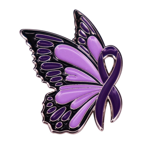 Domestic Violence Awareness Lapel Pin Butterfly Enamel Pin Ribbon Pin Purple Awareness Ribbon Enamel Brooch Self-Protection Survivors Jewelry