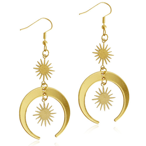 Gothic Bohemian Gold Sun and Moon Dangle Drop Earrings, Crescent Moon Star Pendant, Celestial Earrings for Women girls Statement Jewelry Gift (Gold 1) Gothic Bohemian Gold Sun and Moon Dangle Drop Earrings, Crescent Moon Star Pendant, Celestial Earrings for Women girls Statement Jewelry Gift (Gold 1)