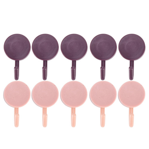 10Pcs Adhesive Hooks,Self Adhesive Hanger Hooks,Kitchen Towels Hook Adhesive Wall Hooks Key Hook Holder for Bathroom Organizer(Pink)