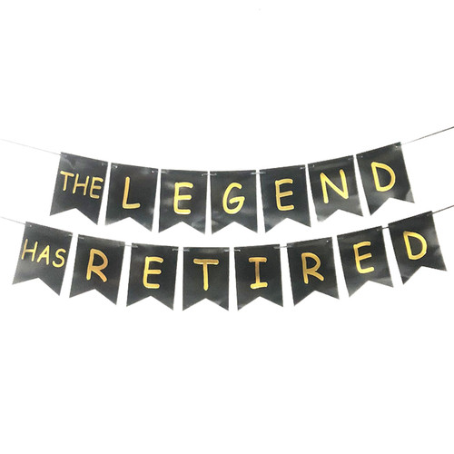 The Legend Has Retired Banner Black Gold Happy Retirement Banner for Men Women Retirement Party Decorations