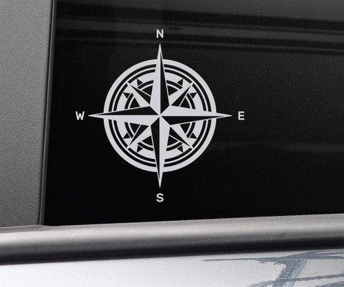 Compass Vinyl Decal Laptop Car Truck Bumper Window Sticker, 5.5" x 5.5", Gray