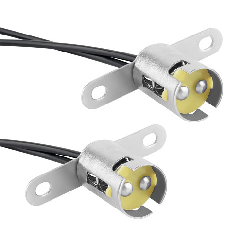 2PCS Car Bulb Socket,BA15D Car Light Bulb Socket Adapter with 2 Wire Connectors,Multi-Purpose BA15D LED Bulb Socket Holder for Brake Light/Turn Signal Light/Tail Lights (BA15D/Long)
