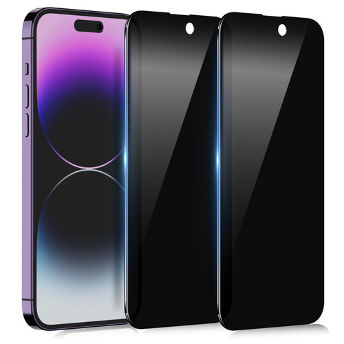 2 Pack for iPhone 14 Pro Privacy Screen Protector Tempered Glass, Anti Spy Privacy Screen for iPhone 14 Pro Accessories, Case Friendly Private Film
