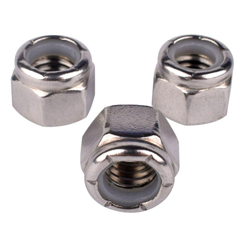 50Pcs #10-24 Nylon Insert Hex Lock Nuts, 304 Stainless Steel 18-8, Coarse Thread UNC