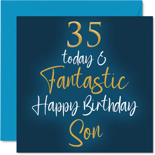 Fantastic 35th Birthday Cards for Son - 35 Today & Fantastic - Happy Birthday Card for Son from Mom or Dad, Son Birthday Gifts, 5.7 x 5.7 Inch Birthday Greeting Cards Gift for Son