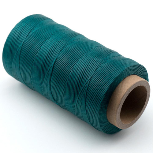 Flat Waxed Thread for Leather Sewing, String Polyester Cord for Leather Craft Stitching Bookbinding Cafts (0.8mm 150D, Cyan)