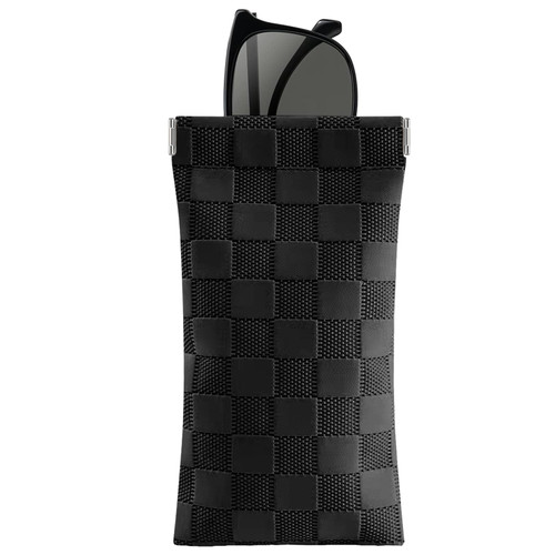 Glasses Case Soft,Portable Leather Sunglasses Bag Squeeze Top Eyeglass Pouch PU Sunglass Cases for Women Men Travel (Plaid Black) Glasses Case Soft,Portable Leather Sunglasses Bag Squeeze Top Eyeglass Pouch PU Sunglass Cases for Women Men Travel (Plaid Black)