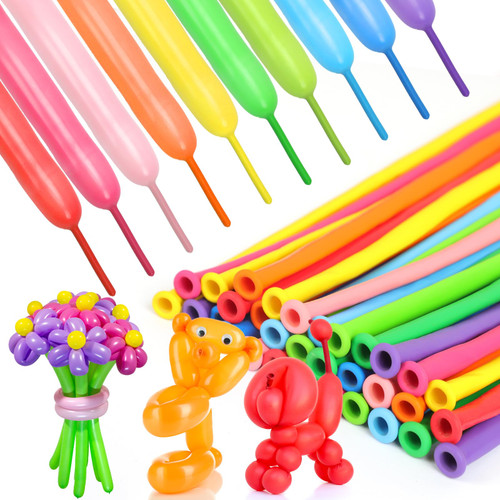 200pcs 260 Long Balloons, 10 Assorted Colors Animal Balloons Premium Rainbow Latex Twisting Magic Modelling Clown Balloon for Birthday Wedding Festival Party Decorations