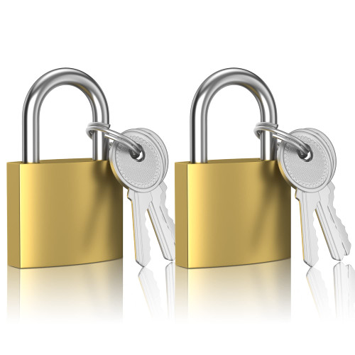 Lock 32mm, 2 Pcs Padlocks, Small Padlock with Keys (keyed Alike), Lock with Key Padlock for Travel Bags, Gym Locker Padlocks, Keyed Padlocks (Yellow)
