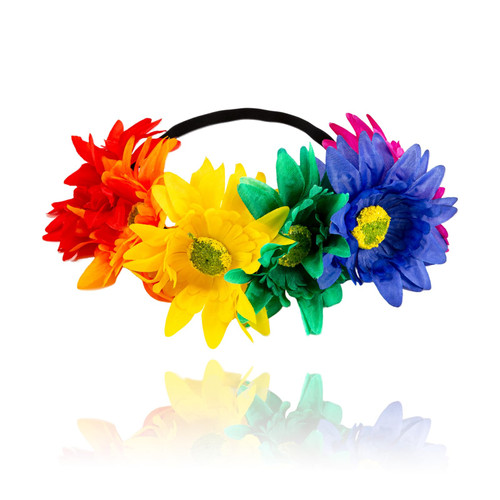 Rainbow Accessories for Pride, Gay Pride Stuff Accessories, Pride Headbands for Women, Rainbow Sunflower Headband, Pride Flower Crown, Rainbow Accessories, for Party Valentine's Day