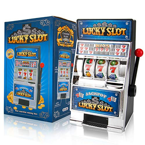 Liberty Imports Casino Lucky Slots Jackpot Mini Slot Machine Bank with Spinning Reels