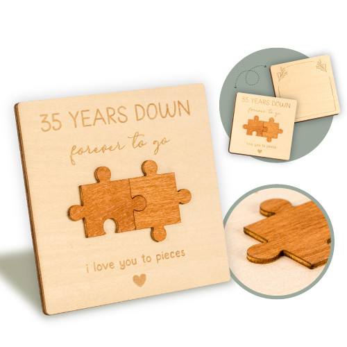 Happy 35th Anniversary Card Gifts for Her Him - 35th Wedding Anniversary Card Gifts for Husband Wife, Wooden Marriage Gifts 35 Year Greeting Card for Parents Coral Anniversary Decorations