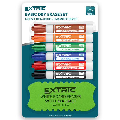 Dry Erase Markers, Whiteboard Markers Chisel Tip, Bundle of Dry Erase Markers with Eraser, 6 White Board Markers Dry Erase and Whiteboard Eraser, Dry Erase Markers for Kids and Adults
