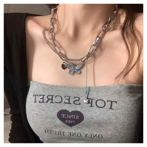Layered Butterfly Necklace Love Heart Necklace Choker Silver Butterfly Pendant Necklace Chain Y Drop Necklace Chain Punk Paperclip Chain Necklace Kitty Necklace Jewelry for Women and Girls Gifts Layered Butterfly Necklace Love Heart Necklace Choker Silver Butterfly Pendant Necklace Chain Y Drop Necklace Chain Punk Paperclip Chain Necklace Kitty Necklace Jewelry for Women and Girls Gifts