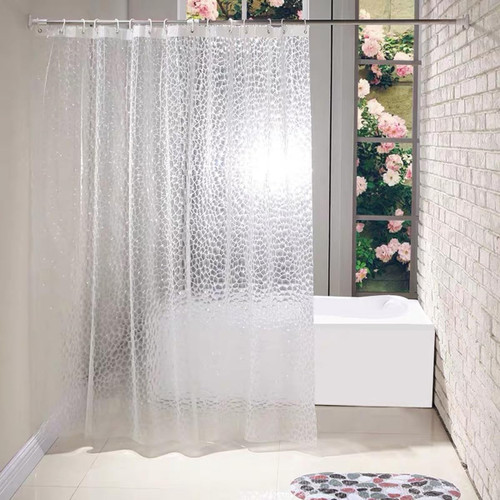 Shower Curtain Liner with 12 Plastic Hooks, 72x72 Inch Plastic Shower Curtain Liner for Shower Stall & Bathtubs, Bathroom Curtains Shower Curtain and Liner Set (Clear Cube)