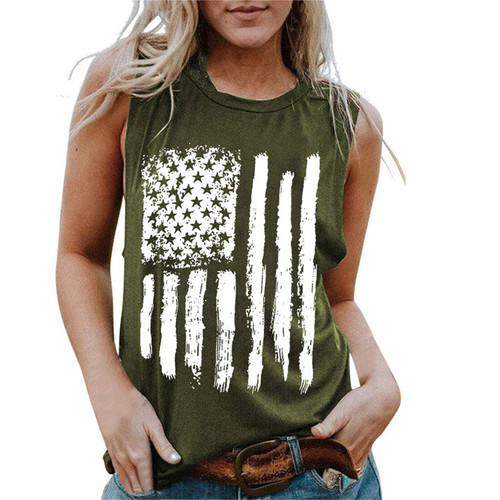 American Flag Tank Tops for Women 4th of July Shirts Summer Sleeveless Patriotic Tees Casual Loose Tunic Blouses