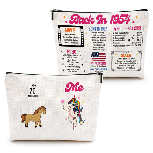 70th Birthday Gifts for Women, 70th Birthday Decorations, Funny 70 Year Old Birthday Gifts, Happy 70th Birthday Party Makeup Bag, Cute Cosmetic Bag for Grandma Mom Friends Sister Aunt Anniversary