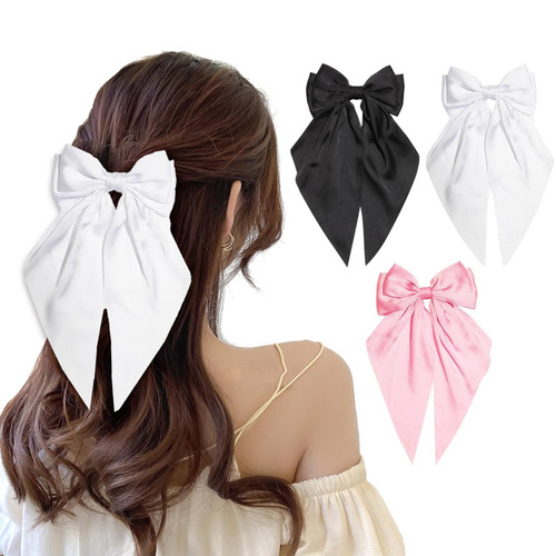 3 Pcs Hair Bows for women Girls, Hair Ribbons for Women Pink Bow Girls Hair Bows for Women Ribbon for Hair Black Bow Girls White Hair Bow Hair Accessories Gifts Birthday Wedding Prom Party 3 Pcs Hair Bows for women Girls, Hair Ribbons for Women Pink Bow Girls Hair Bows for Women Ribbon for Hair Black Bow Girls White Hair Bow Hair Accessories Gifts Birthday Wedding Prom Party