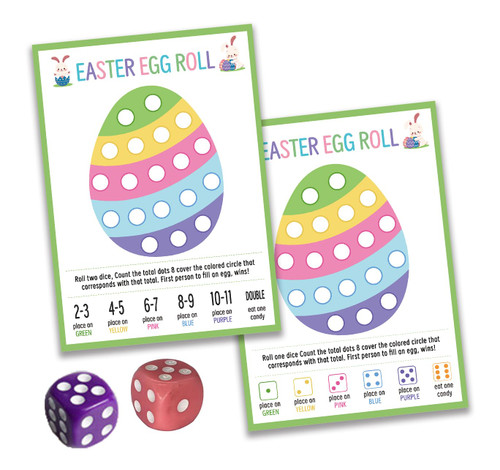 Easter Egg Roll Dice Game, Roll The Egg Game with Two Dices for Easter, Easter Roll The Dice Game, Easter Party Game Supplies, Fun Easter Games for Family -STPD03