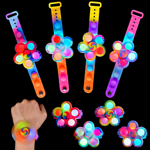 Easter Egg Fillers 4 Pack LED Light Up Bracelets Party Favors for Kids Goodie Bag Easter Basket Stuffers Treasure Box Toys for Classroom Prizes Kids Glow in The Dark Party Supplies