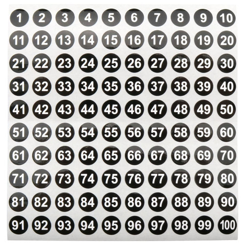 Number Stickers 20 Sheets 1 to 100 Consecutive Number Stickers Self Adhesive 0.4" Round Number Labels