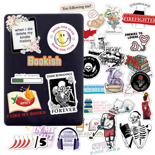 100Pcs Book Stickers for Kindle Laptop, Bookish Reading Booktok Aesthetic Stickers, Spicy Fantasy Journal Book Stickers for Adult Clear Case, Bookish Book Lover Gifts Accessories 100Pcs Book Stickers for Kindle Laptop, Bookish Reading Booktok Aesthetic Stickers, Spicy Fantasy Journal Book Stickers for Adult Clear Case, Bookish Book Lover Gifts Accessories