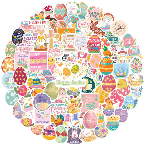 Easter Stickers for Kids, 100PCS Waterproof Vinyl Stickers for Water Bottles, Notebooks, Laptops, Phone Cases, Decorative Gifts for Teen Girls