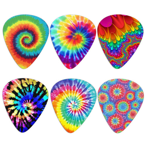 6 Pieces Guitar Picks, Colorful Tie Dye Premium Guitar Picks for Electric Guitar, Acoustic Guitar, Mandolin and Bass