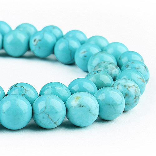 Natural Blue Turquoise Beads for Jewelry Making - Stone Beads Gemstone Beads for Bracelets, 6mm Crystal Round Loose Beads(58-60pcs, 6mm, Blue Turquoise) Natural Blue Turquoise Beads for Jewelry Making - Stone Beads Gemstone Beads for Bracelets, 6mm Crystal Round Loose Beads(58-60pcs, 6mm, Blue Turquoise)