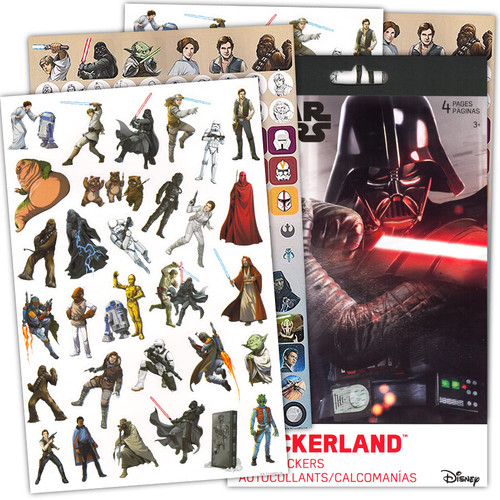 Star Wars Sticker Set Party Favors Merchandise - 295 Reward Stickers on 4 Sticker Sheets | Classic Star Wars Party Supplies Goodie Bag and Loot Bag Stuffers