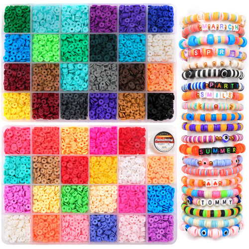 Clay Beads, Polymer Clay Beads, 6000+ Multi-Colored Clay Beads Kit, Clay Beads for Bracelet Making, Clay Beads for Jewelry Making.