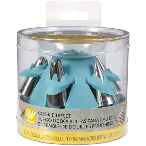 Biscuit/Cookie Piping Tip Set with Silicone Stand, Turquoise, 7 Piece