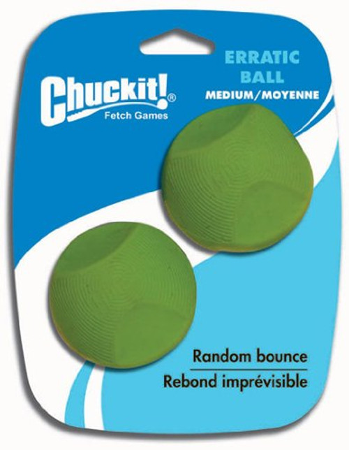 Chuckit 20120 2.5' Medium Green Erratic Ball 2 Pack Dog Toy Chuckit 20120 2.5' Medium Green Erratic Ball 2 Pack Dog Toy