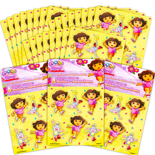 Party Favors Stickers Pack ~ 24 Dora Sticker Sheets, Over 140 Stickers Total ( Party Supplies)