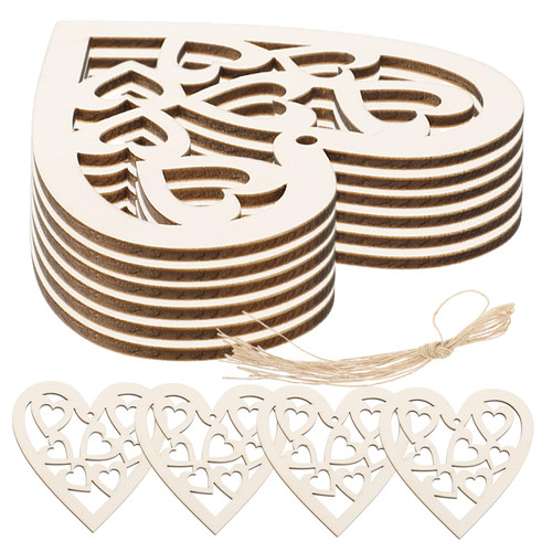 1 Set Love Wood Chip Pendant Wood Heart Slices DIY Wood Material Wooden Slices Unfinished Wooden Heart Slices Wood Crafts for DIY Wood Crafts Unfinished DIY Decor Blank Wood Slices
