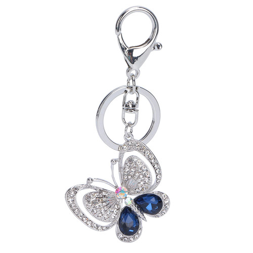 Cute Bag Charm Keychain Crystal Butterfly Key Chain with Key Rings for Women Girls Gifts