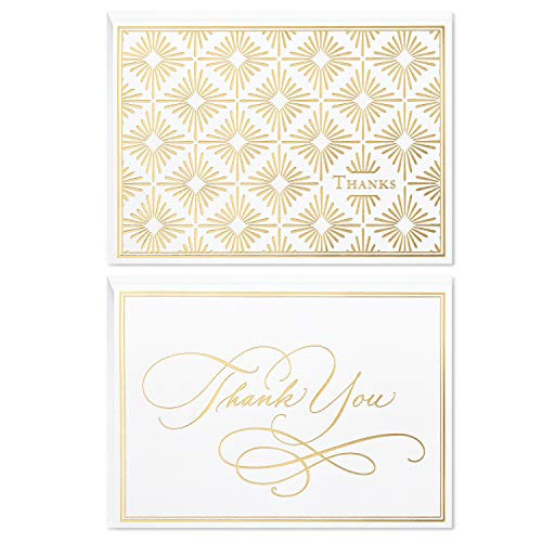 Hallmark Thank You Cards Assortment, Gold Foil Scroll (50 Thank You Notes with Envelopes for Wedding, Bridal Shower, Baby Shower, Business, Graduation)