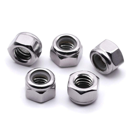 1/4"-20 Nylon Insert Hex Lock Nuts, Allen Hex Drive, 304 Stainless Steel 18-8, Full Thread, Coarse Thread UNC, Pack of 30