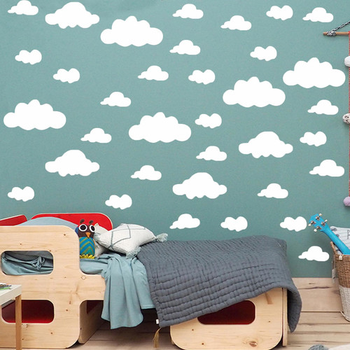 33 Pieces Cloud Wall Decor Big White Clouds Wall Decals Removable Self Adhesive Vinyl Wall Stickers DIY Art Wallpaper for Nursery Baby Kids Boys Girls Bedroom Playroom Home Decoration
