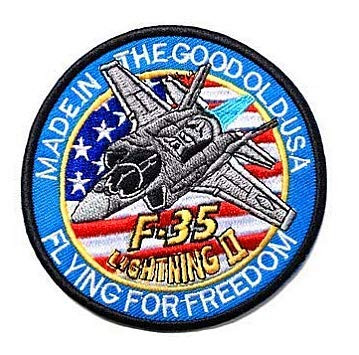 US F-35 Stealth Fighter Squadron Lightning II Flying for Freedom Military Hook Loop Tactics Morale Embroidered Patch