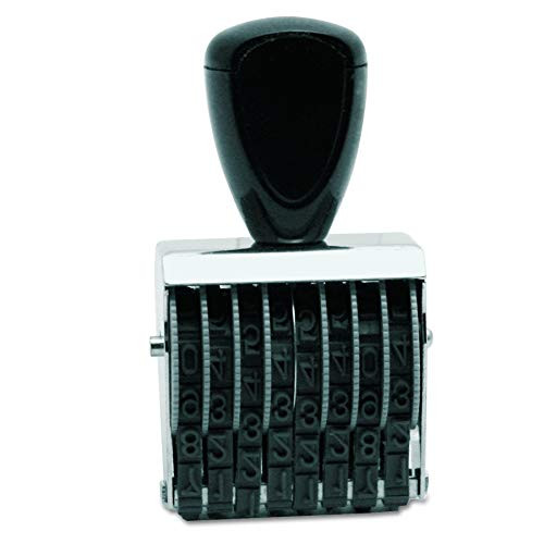 Traditional 8 Digit Rubber Number Stamp, Type Size 1, Black (RN018)