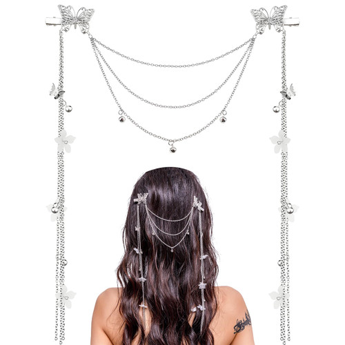 2 PACK Silver Wedding Butterfly Flower Headband Boho Head chain Tassel Headband for Women Sparkly Rhinestone Fake Earrings Hair Chain Hairhoop Hair Accessories for Women and Girls 2 PACK Silver Wedding Butterfly Flower Headband Boho Head chain Tassel Headband for Women Sparkly Rhinestone Fake Earrings Hair Chain Hairhoop Hair Accessories for Women and Girls