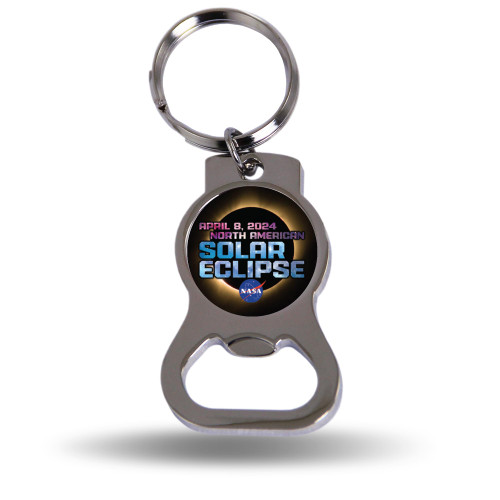 2024 Solar Eclipse Metal Keychain - Beverage Bottle Opener With Key Ring - Pocket Size