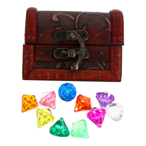 1 Set Children's Jewel Toy Pirate Toy Kids Treasure Toys Childrens Toys Toy for Kids Mini Toy Treasure Chest Pirate Gemstone Wooden Toy Jewelery Organizer Boy Acrylic Jewelry