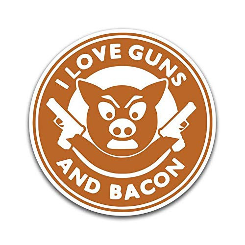 I Love Guns and Bacon Funny Vinyl Decal Sticker - Car Truck Van SUV Window Wall Cup Laptop - One 5 Inch Decal - MKS0879